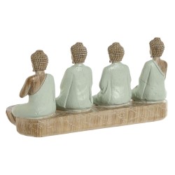 Decorative Figure Home ESPRIT White Green Buddha Oriental 24 x 9 x 11 cm (2 Units)