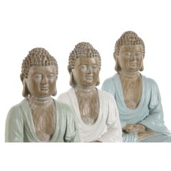 Decorative Figure Home ESPRIT White Green Turquoise Buddha Oriental 14 x 10,5 x 18,5 cm (3 Units)