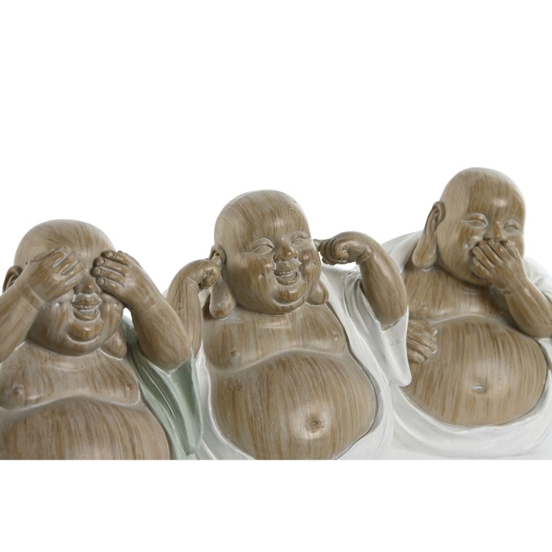 Deko-Figur Home ESPRIT Weiß grün Buddha Orientalisch 10 x 9 x 10,5 cm (3 Stück)