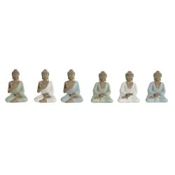 Decorative Figure Home ESPRIT White Green Turquoise Buddha Oriental 6 x 4 x 8,5 cm (6 Units)