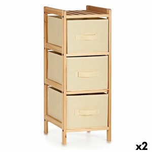 Chest of drawers Cream Wood Textile 28 x 70 x 29,5 cm (2 Units)