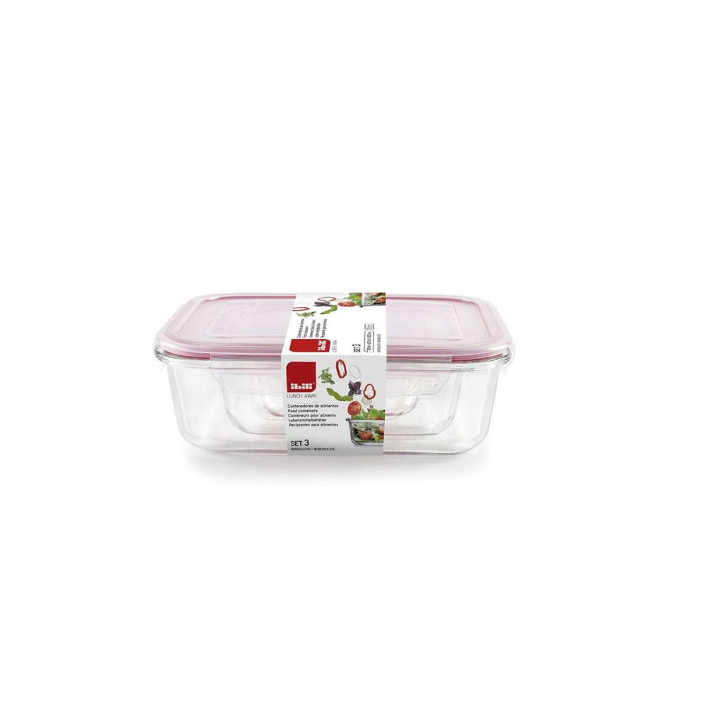 Set of Stackable Hermetically-sealed Kitchen Containers Ibili 754750 3 Units