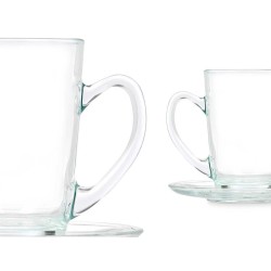 Tasse avec sous-tasse Vivalto 41089 Transparent verre 200 ml (6 Unités)