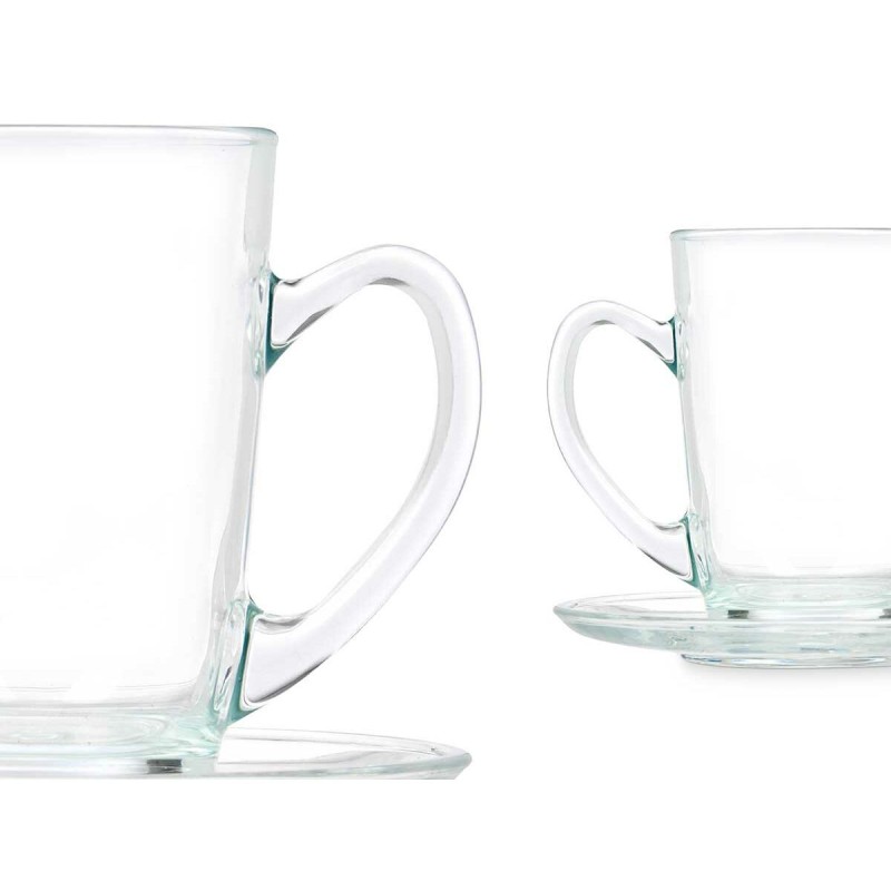 Cup with Plate Vivalto 41089 Transparent Glass 200 ml (6 Units)