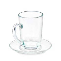 Cup with Plate Transparent Glass 200 ml (6 Units)