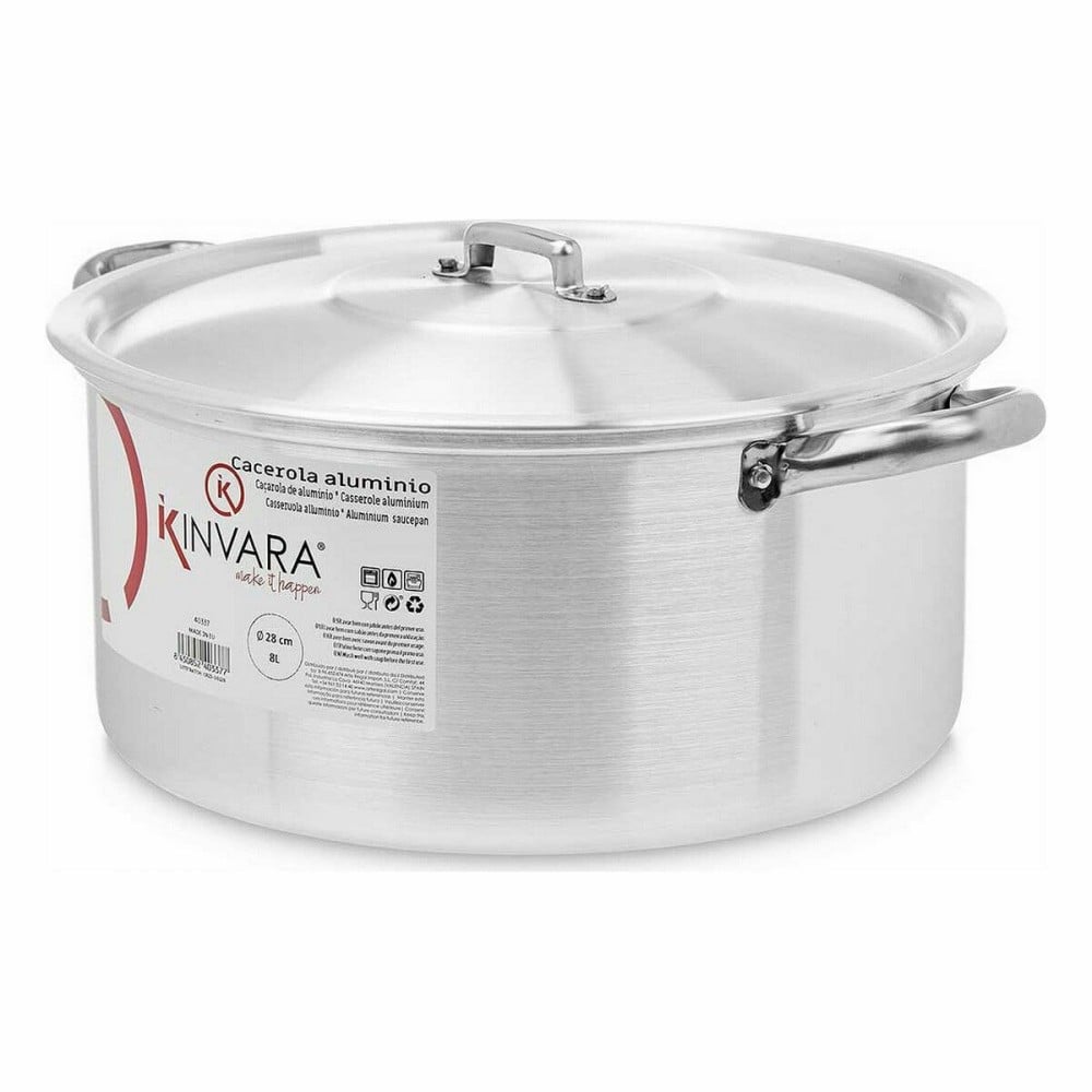 Casserole avec Couvercle Kinvara 100009 Argenté 8 L (6 Unités)