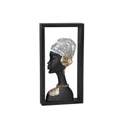 Buste Romimex Marron Résine Femme Chapeau 20 x 38 x 6 cm Avec cadre