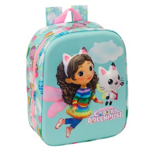 Schulrucksack Gabby's Dollhouse Rosa Himmelsblau 22 x 27 x 10 cm 3D