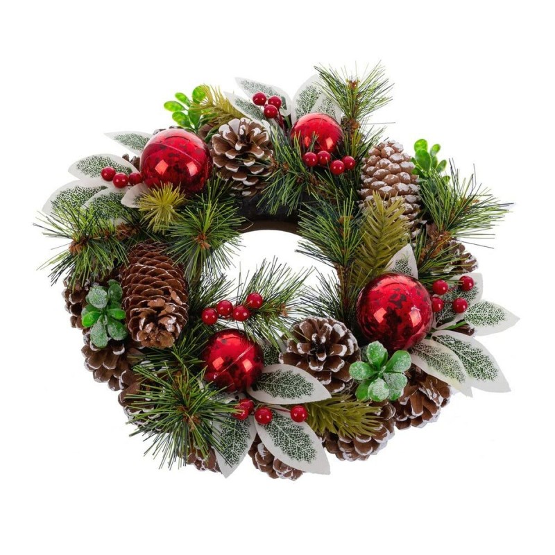 Advent wreathe Red Green Multicolour Plastic Foam Pineapples 30 x 30 cm