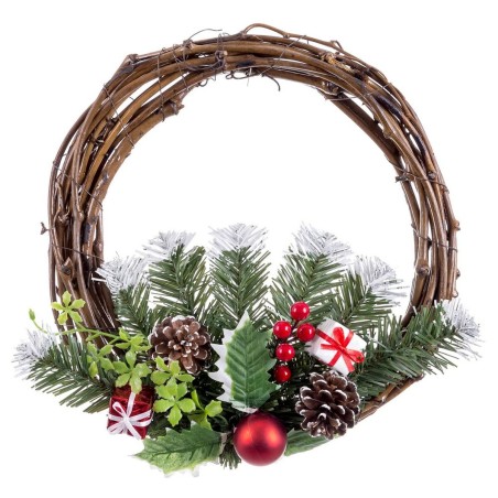 Weihnachtskranz Rot Bunt Rattan Kunststoff Ananas 30 cm