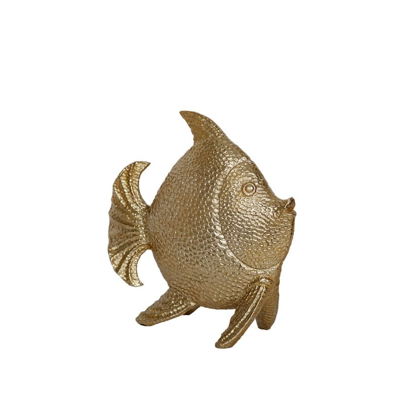 Deko-Figur Romimex Gold Harz Fisch 25 x 26 x 12 cm