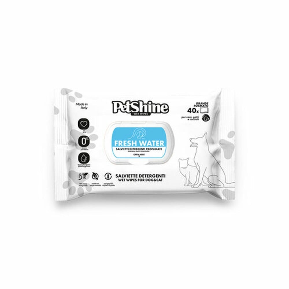 Wet Wipes for Pets Porrini Fresh Water 40 Units