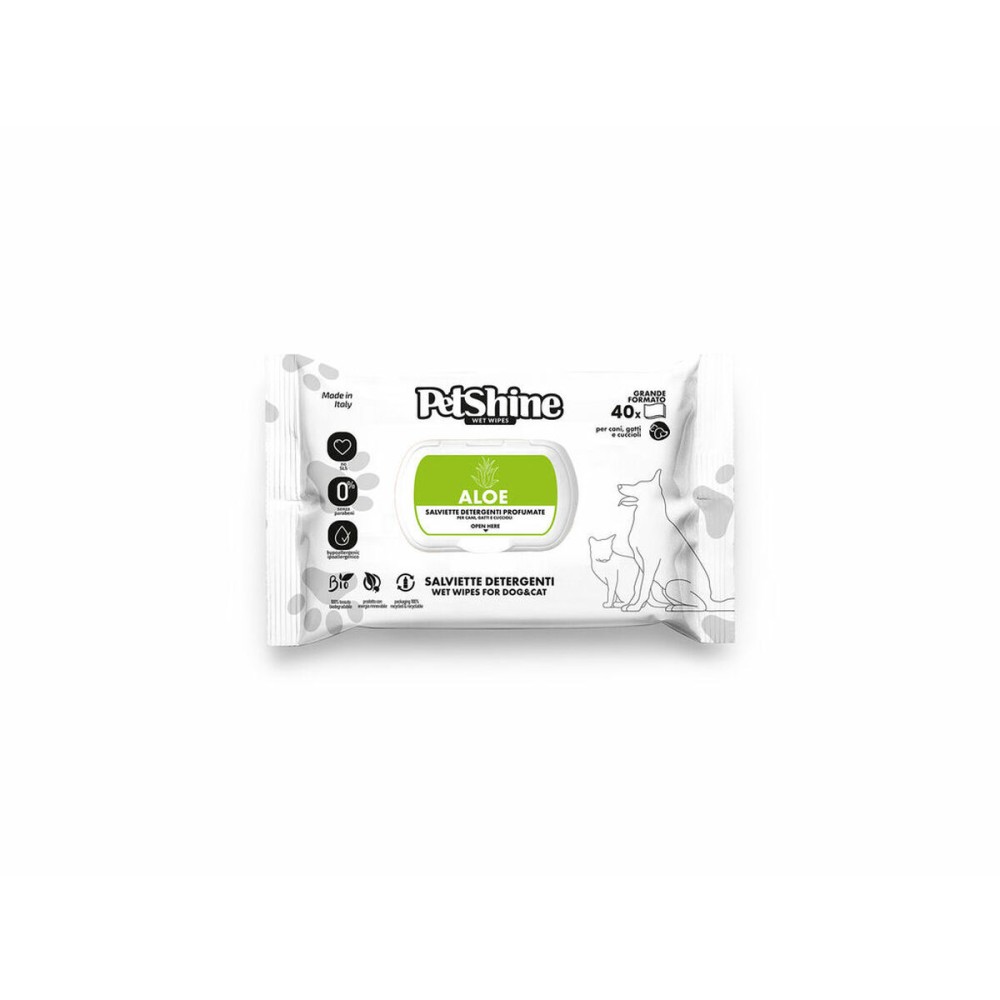 Wet Wipes for Pets Porrini Aloe Vera 40 Units