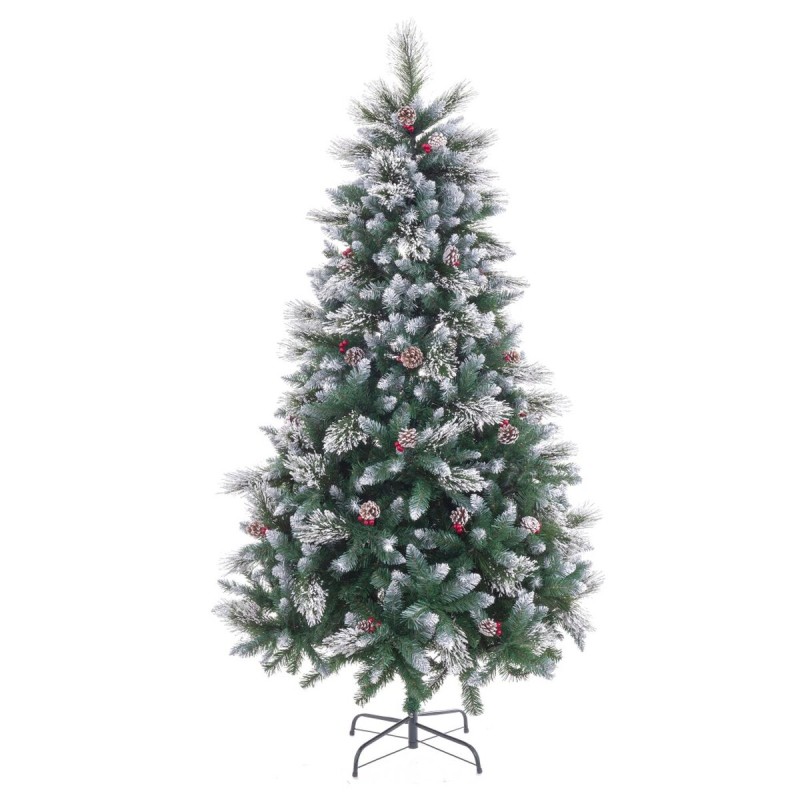 Sapin de Noël Blanc Rouge Vert Naturel PVC Métal 240 cm