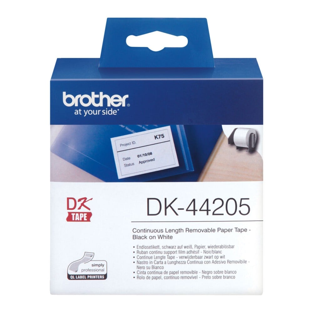 Etiquettes pour Imprimante Brother DK-44205 Blanc Noir/Blanc 62 mm x 15,24 m