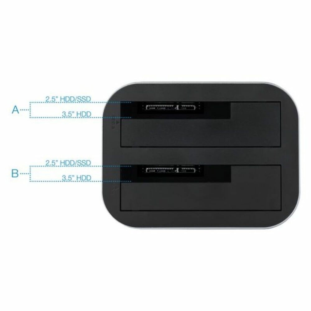 Dual-Dockstation TooQ TQDS-805G 2.5"-3.5" HDD/SSD SATA USB 3.0 Grau