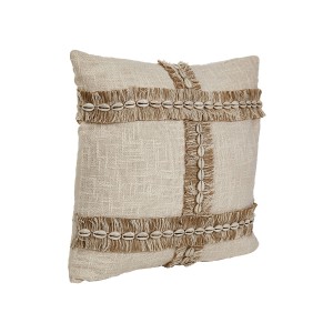 Cushion Romimex Beige Cotton Shells 45 x 8 x 45 cm