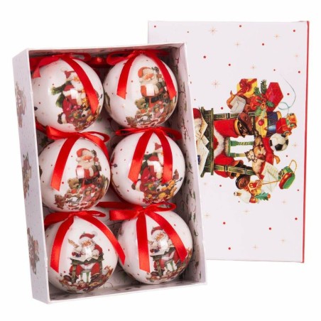 Boules de Noël Rouge Multicouleur Papier Polyfoam 7,5 x 7,5 x 7,5 cm (6 Unités)