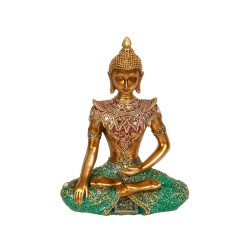 Decorative Figure Romimex Golden Resin Buddha 16 x 22 x 8 cm