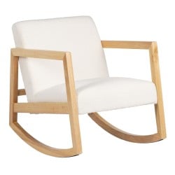 Rocking Chair White Natural Rubber wood Fabric 60 x 83 x 72 cm