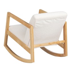 Rocking Chair White Natural Rubber wood Fabric 60 x 83 x 72 cm