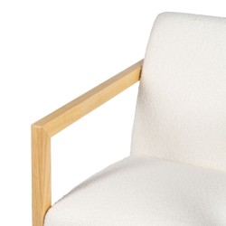 Fauteuil à Bascule Blanc Naturel Bois d'hévéa Tissu 60 x 83 x 72 cm