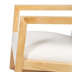 Rocking Chair White Natural Rubber wood Fabric 60 x 83 x 72 cm