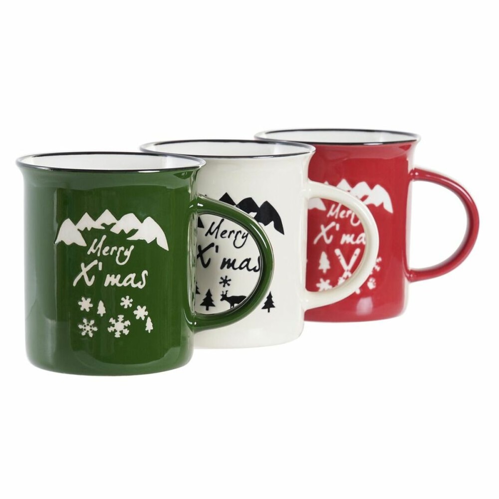 Tasse mug DKD Home Decor Porcelaine Grès (330 ml) (3 Unités)