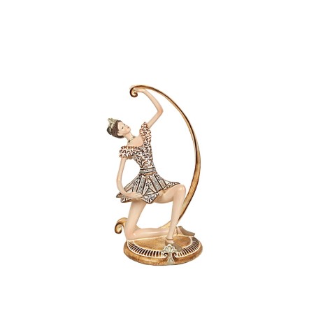 Figurine Décorative Romimex Doré Résine Ballerine 14 x 26 x 11 cm