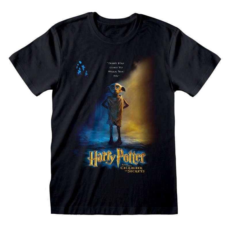 Kurzarm-T-Shirt Harry Potter Dobby Poster Schwarz Unisex