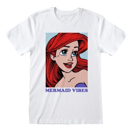 T shirt à manches courtes The Little Mermaid Mermaid Vibes Blanc Unisexe