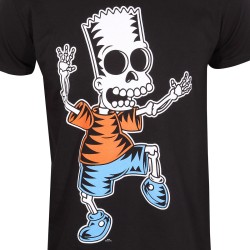 Short Sleeve T-Shirt The Simpsons Skeleton Bart Black Unisex