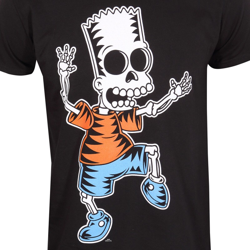 Kurzarm-T-Shirt The Simpsons Skeleton Bart Schwarz Unisex