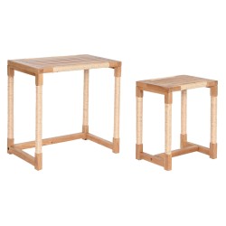 Jeu de 2 tables Home ESPRIT Naturel Corde Sapin 58 x 38 x 60 cm