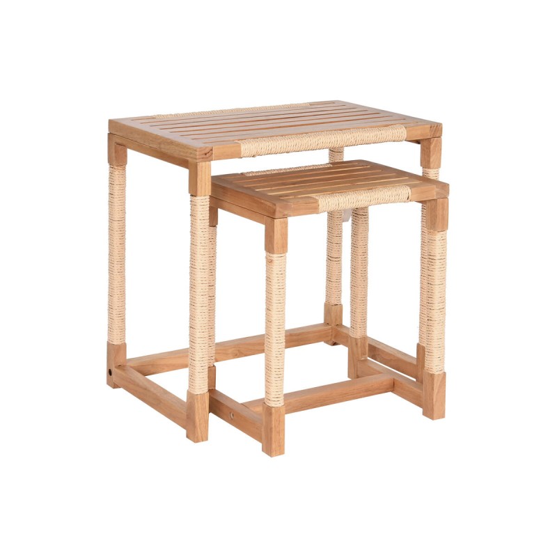 Jeu de 2 tables Home ESPRIT Naturel Corde Sapin 58 x 38 x 60 cm