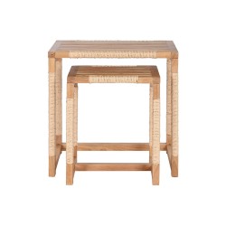 Set of 2 tables Home ESPRIT Natural Rope Fir 58 x 38 x 60 cm