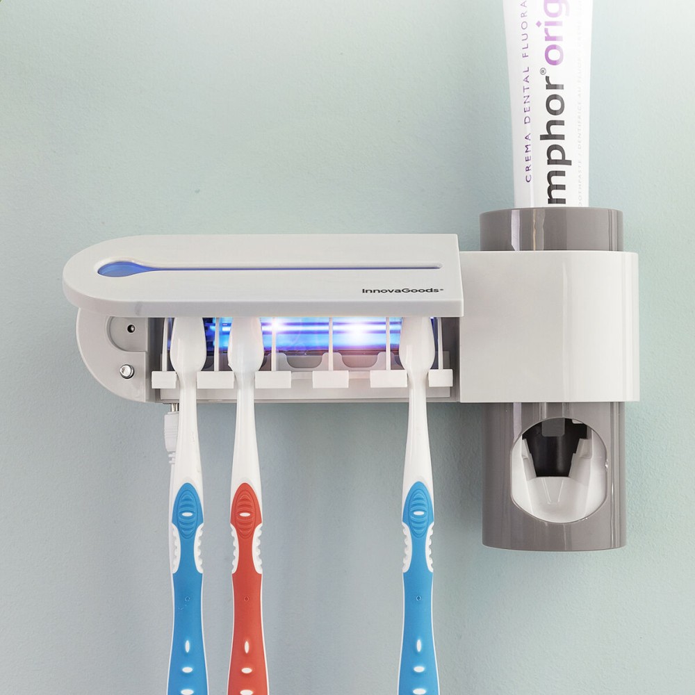 UV-Zahnbürsten-Sterilisator mit Zahnpastahalter und -spender Smiluv InnovaGoods