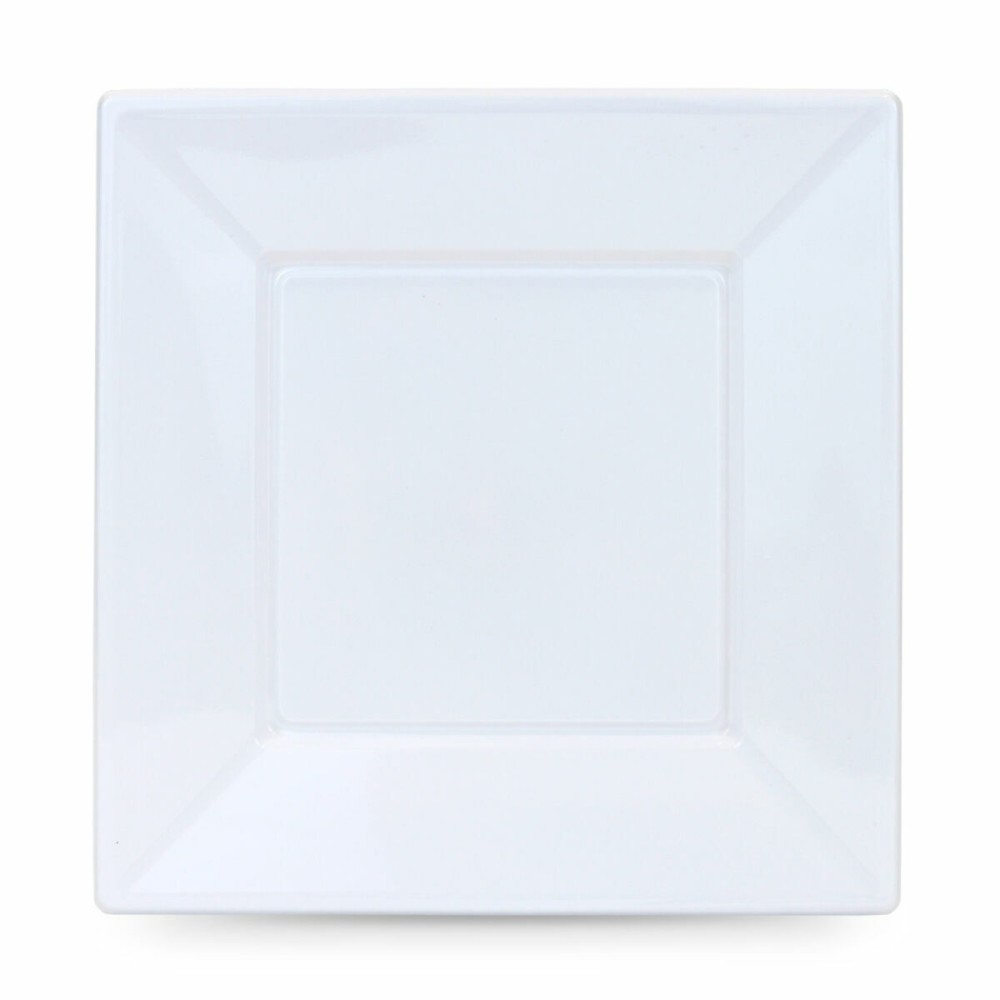 Lot d'assiettes réutilisables Algon Carré Blanc Plastique 23 x 23 x 2 cm (48 Unités)