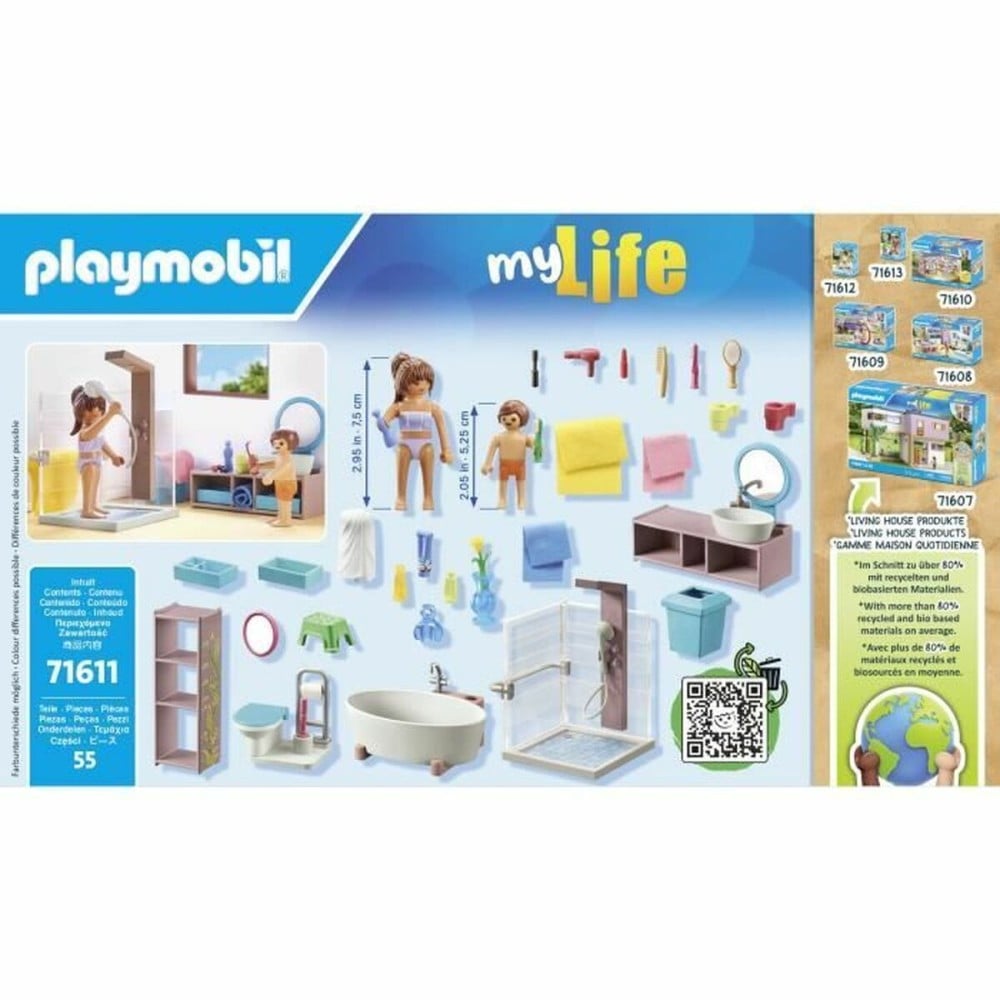 Playset Playmobil 71611 - Bathroom bathtub 55 Pieces