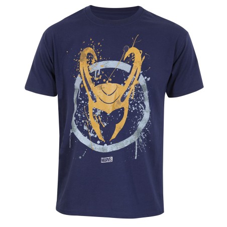 Kurzarm-T-Shirt Marvel Splatter Logo Blau Unisex