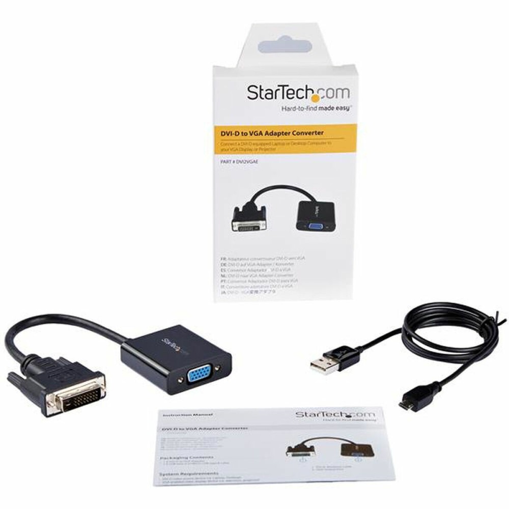 Adaptateur DVI-d vers VGA Startech DVI2VGAE             0,19 m Noir