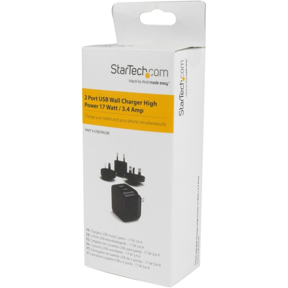 Wall Charger Startech USB2PACBK            Black