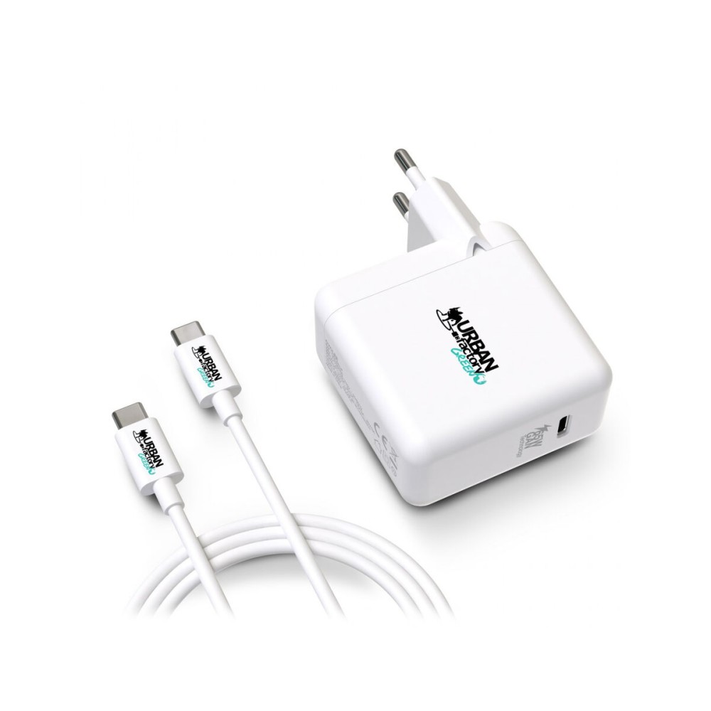 Wand-Ladegerät + USB-Kabel C Urban Factory GSC65UF Weiß