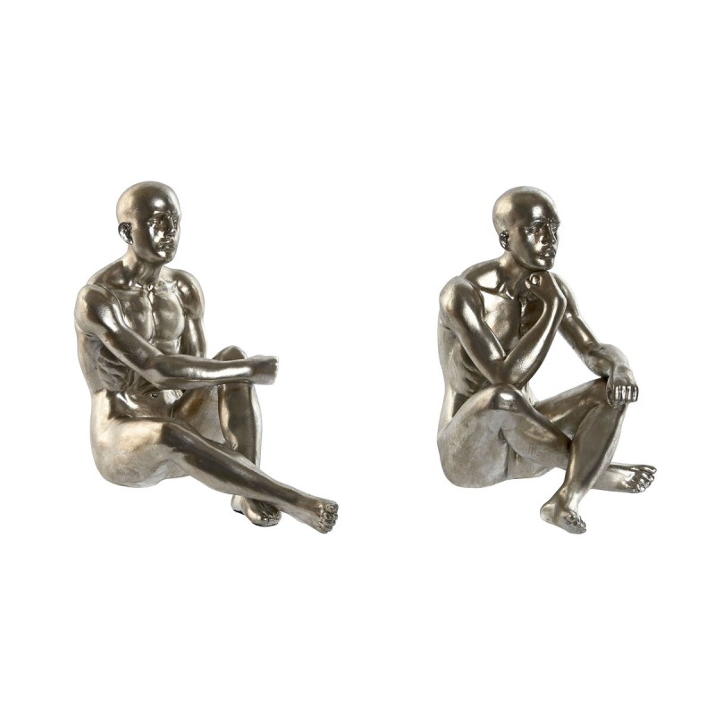 Decorative Figure Home ESPRIT Golden Silver 19 x 13,5 x 22 cm (2 Units)