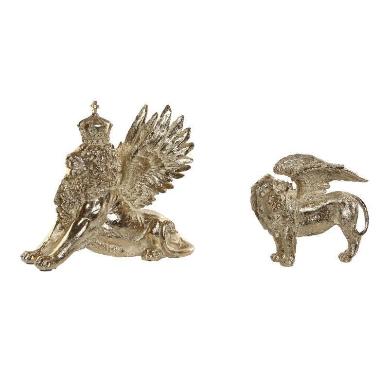 Figurine Décorative Home ESPRIT Doré Lion 20 x 10,5 x 17,5 cm 29 x 13 x 25 cm (2 Unités)