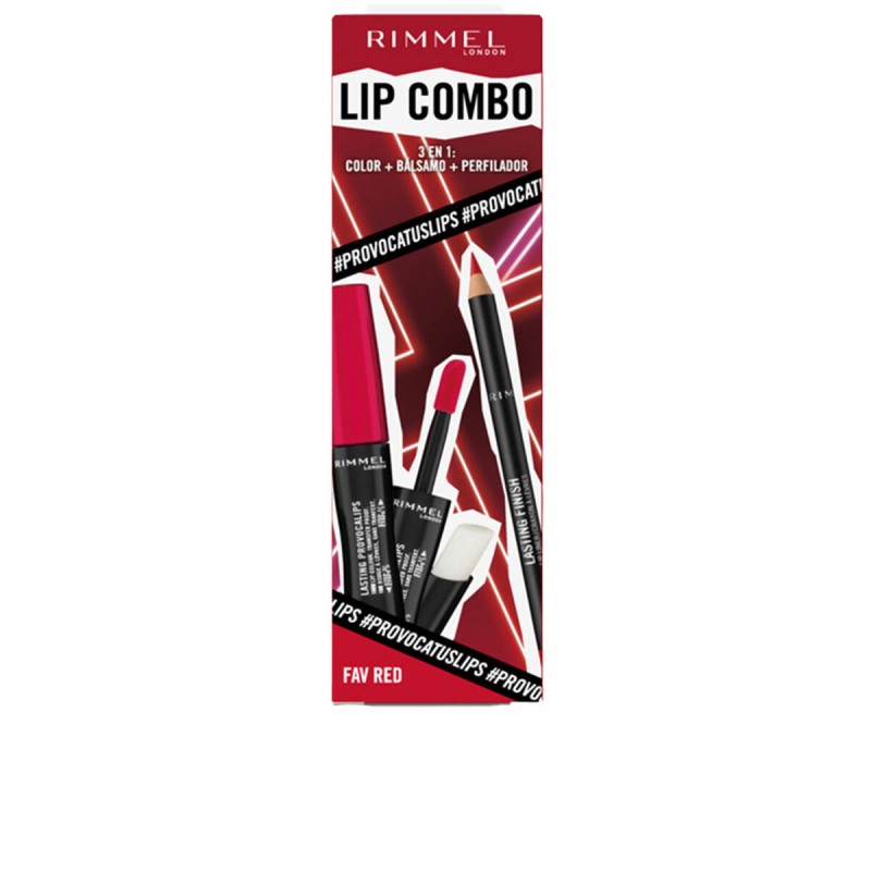 Set de Maquillage Rimmel London Lip Combo 3 Pièces Fav Red