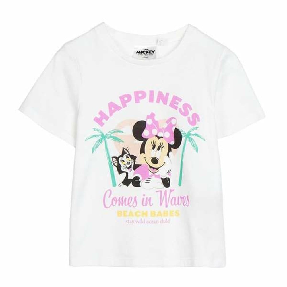 T shirt à manches courtes Enfant Minnie Mouse Blanc