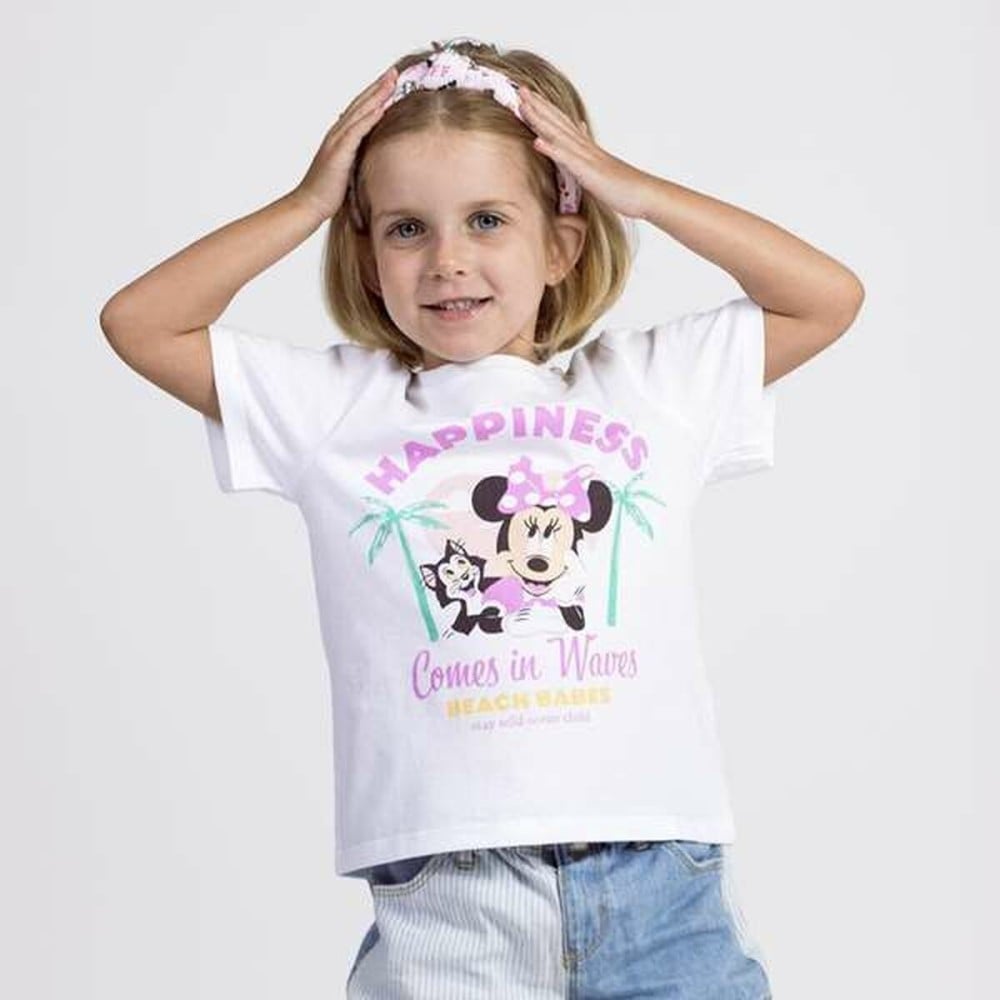 Child's Short Sleeve T-Shirt Minnie Mouse White