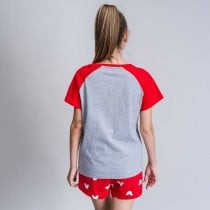 Pyjama D'Été Minnie Mouse Rouge Femme Gris