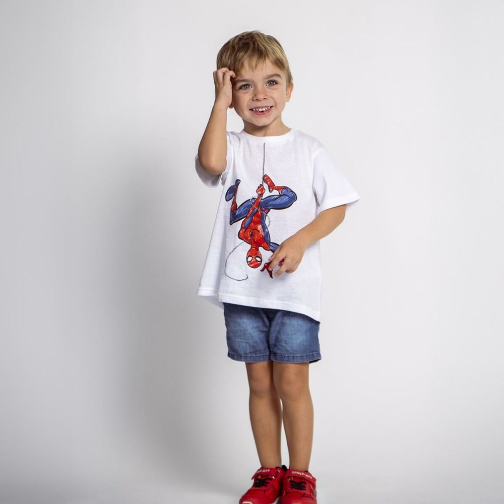 T shirt à manches courtes Enfant Spider-Man Blanc